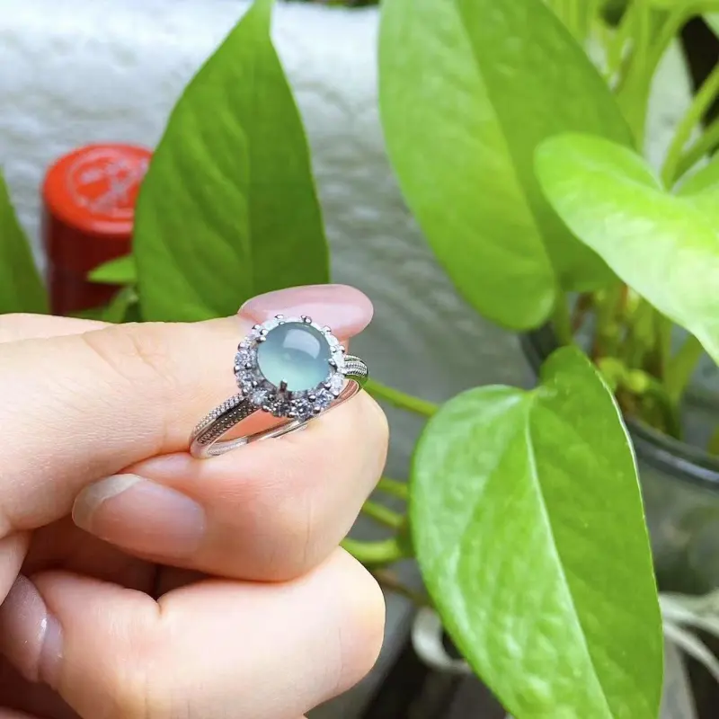 PUPAN Ice Glutinous Jadeite Rings Women's-3