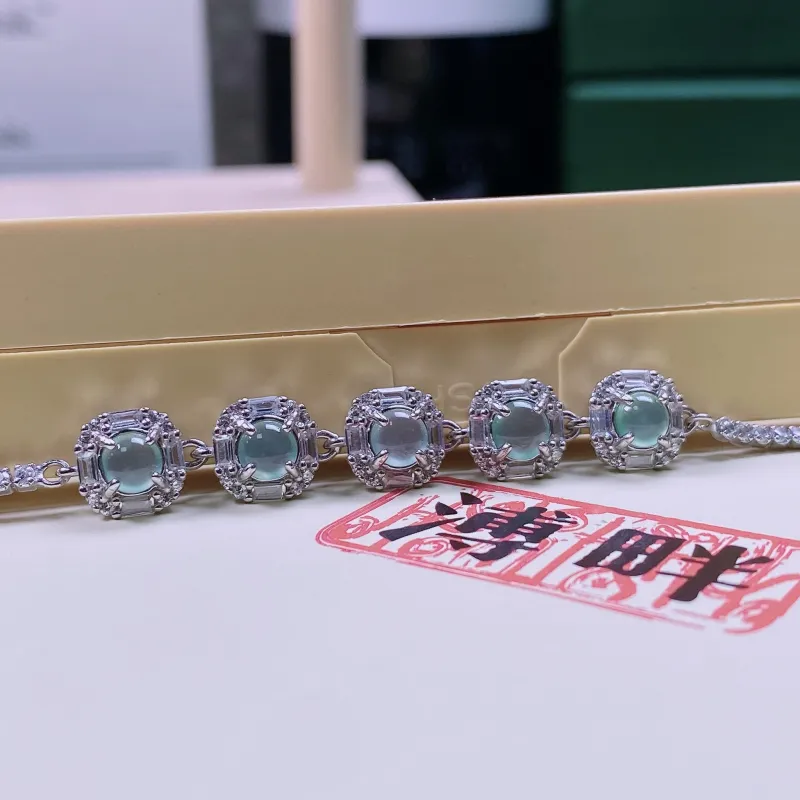 PUPAN Ice Glutinous Chinese Fashion Trend New Chinese Style Fashion Luxe Jadeite Bracelet Women's-4