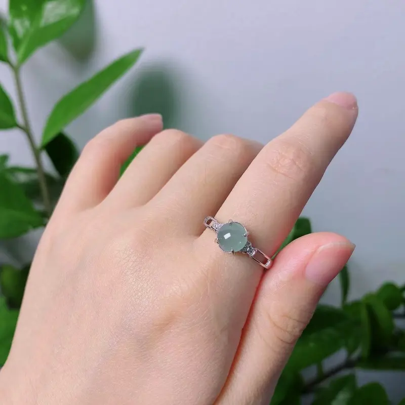 PUPAN Ice Glutinous Jadeite Rings Women's-2