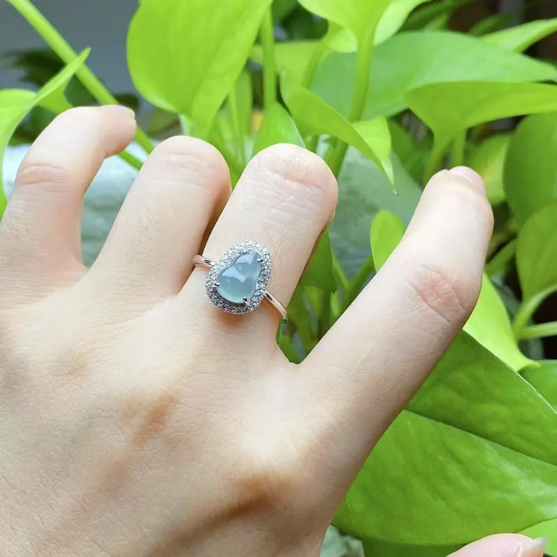 PUPAN Ice Glutinous Jadeite Rings Women's-1