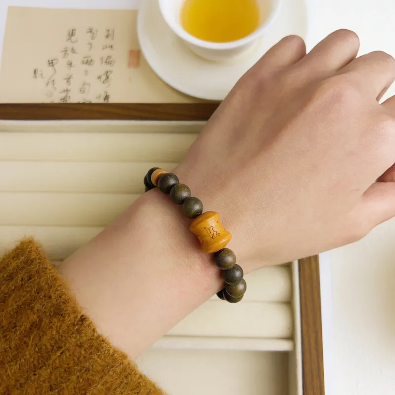 JUANLAN Green Sandalwood Bracelets Unisex-4