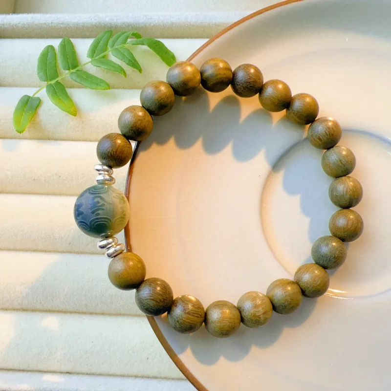 JUANLAN Green Sandalwood Wooden Bracelets Unisex-2
