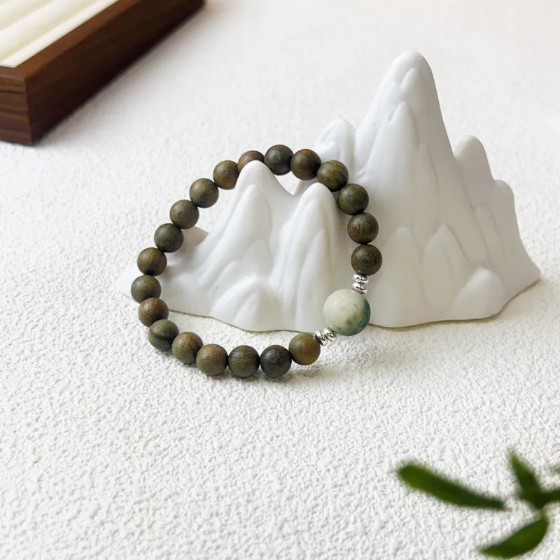 JUANLAN Green Sandalwood Wooden Bracelets Unisex-5