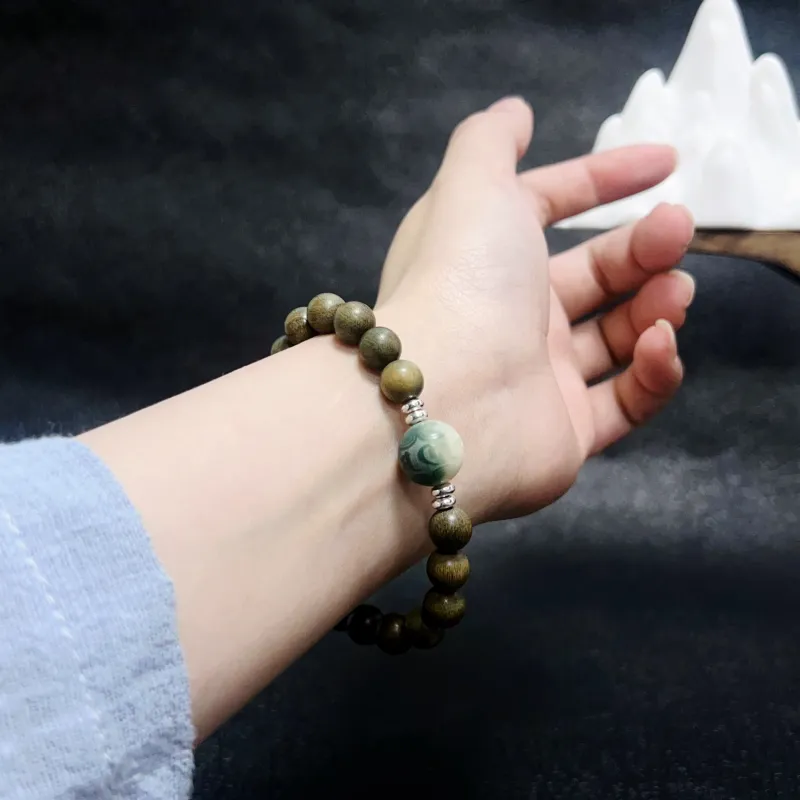 JUANLAN Green Sandalwood Wooden Bracelets Unisex-6