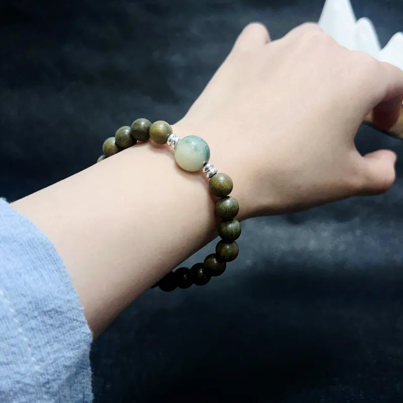 JUANLAN Green Sandalwood Wooden Bracelets Unisex-3