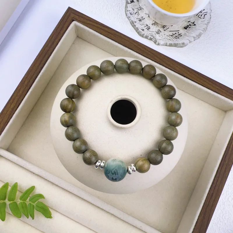 JUANLAN Green Sandalwood Wooden Bracelets Unisex-4