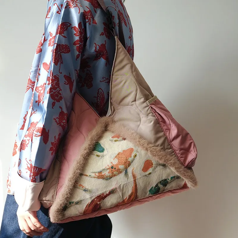 The HOUSE Yimazato Fabric Plush Shoulder Bag Crossbody Bag Regular Women's Brocade Carp Pattern-3