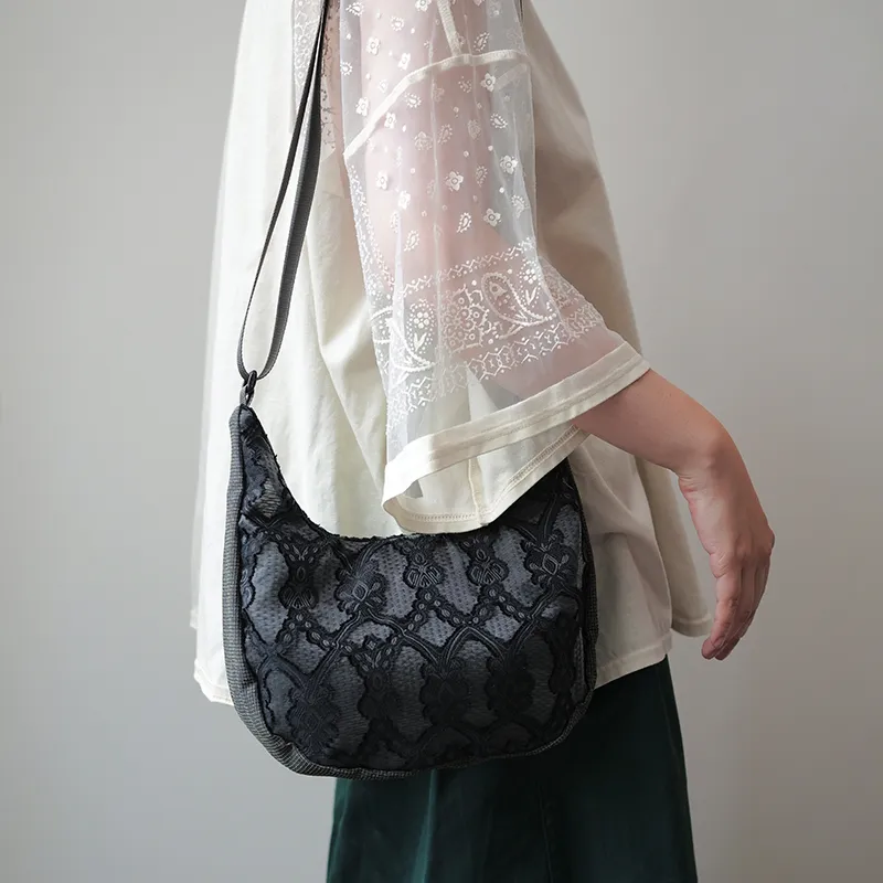 The HOUSE Yimazato Fabric Transparent, Crossbody Bag, Shoulder Bag Women's Black Lace-4