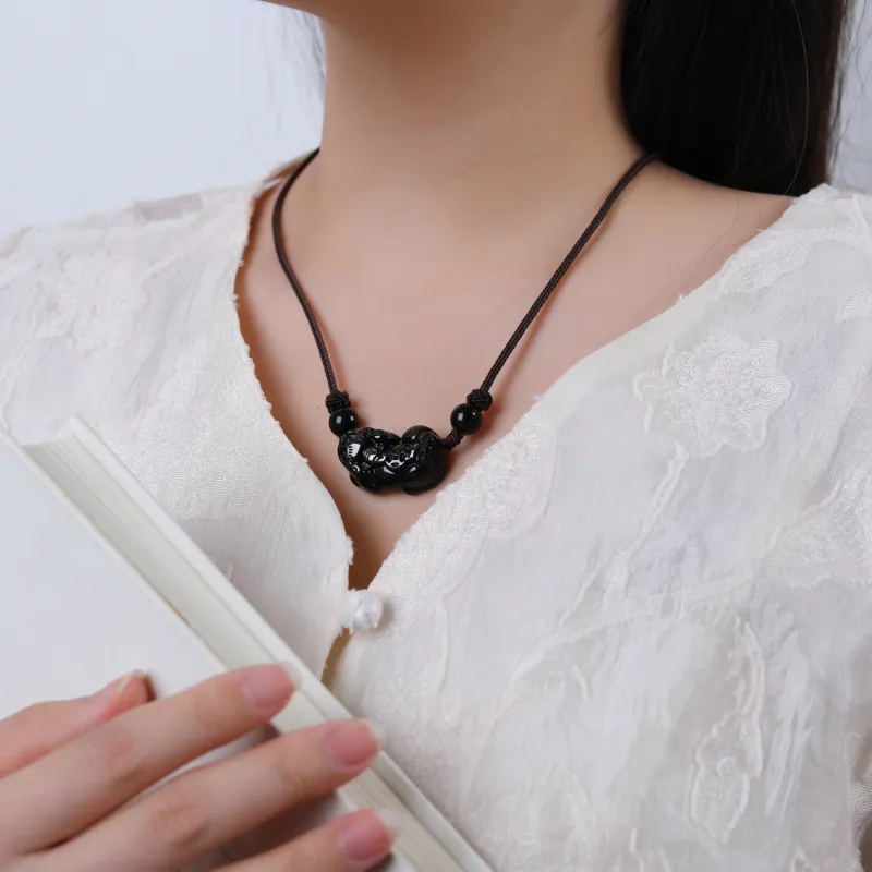 YANXIANGYUAN Obsidian Necklaces Unisex-4