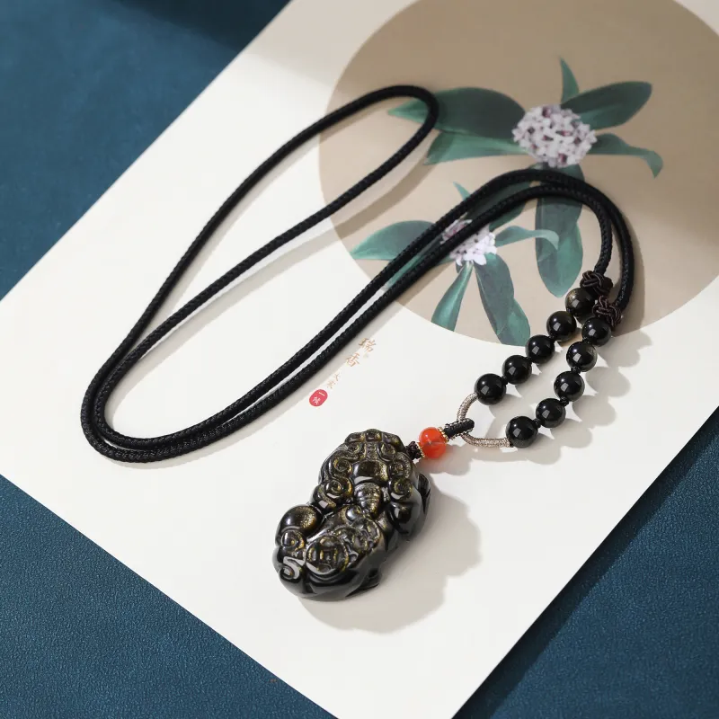 YANXIANGYUAN Obsidian Necklaces Unisex-1
