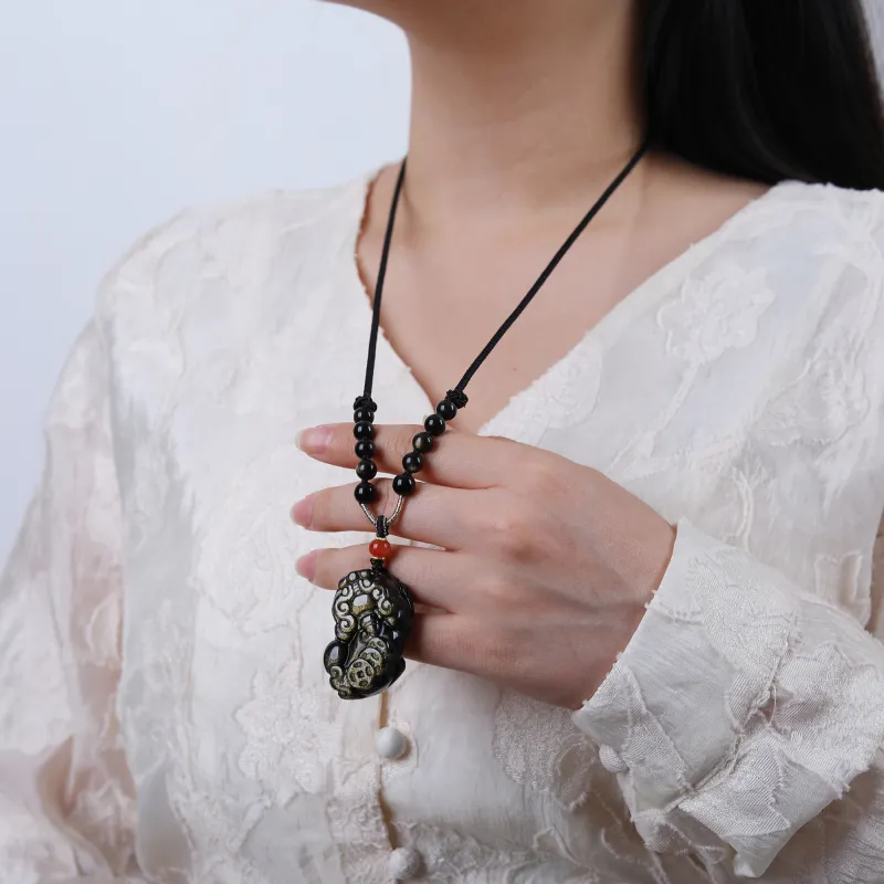 YANXIANGYUAN Obsidian Necklaces Unisex-4