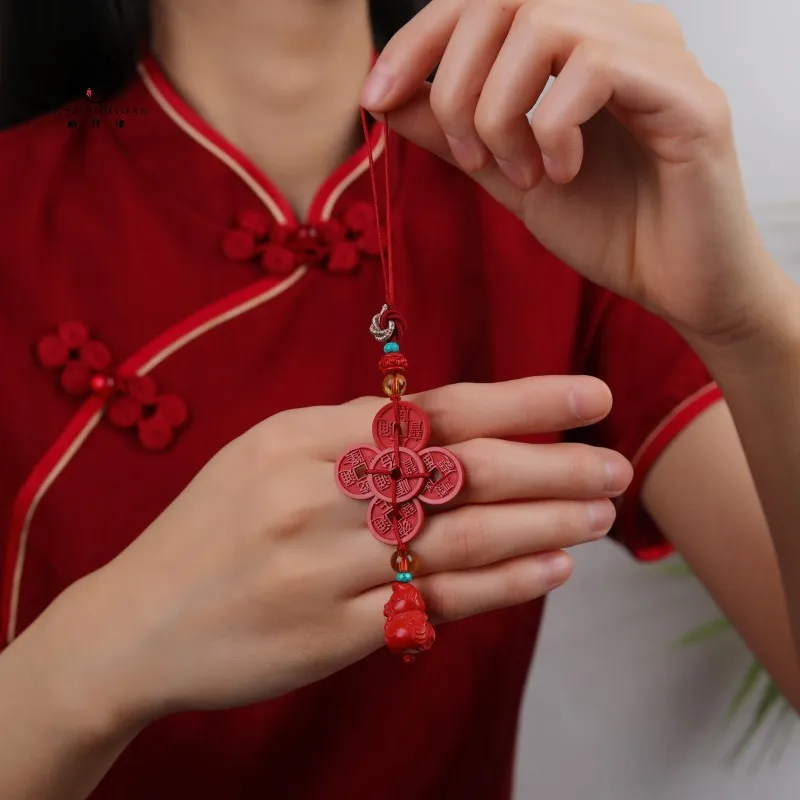 YANXIANGYUAN Cinnabar Carved Jade Ornaments Unisex-4