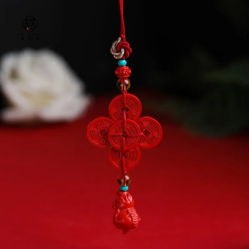 YANXIANGYUAN Cinnabar Carved Jade Ornaments Unisex-1