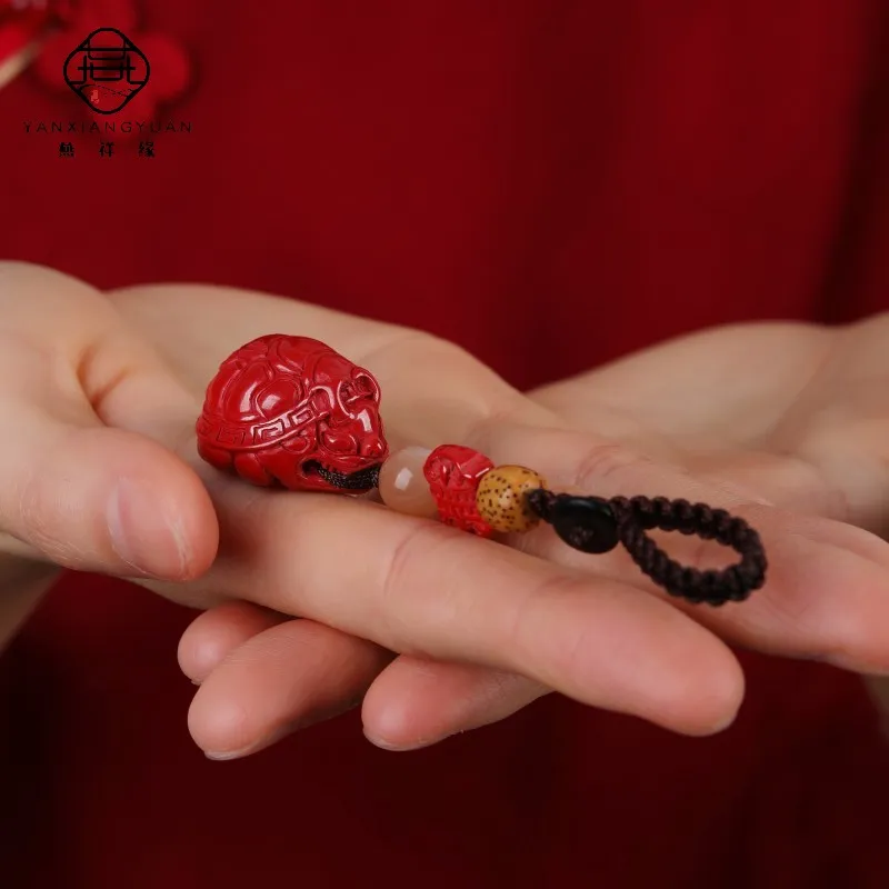 YANXIANGYUAN Cinnabar Carved Jade Ornaments Unisex-4