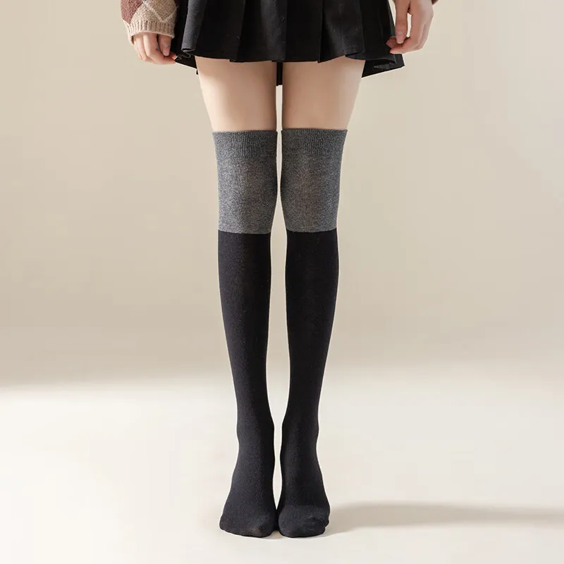 Fiton Ton Thigh high Socks Women's 2 Pack Black & Gray Patchwork-4