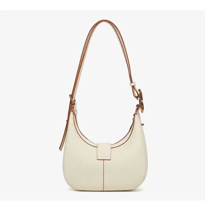 GELANNI Cow Leather Shoulder Bag Regular Women's Ecru/Black/Brown-2