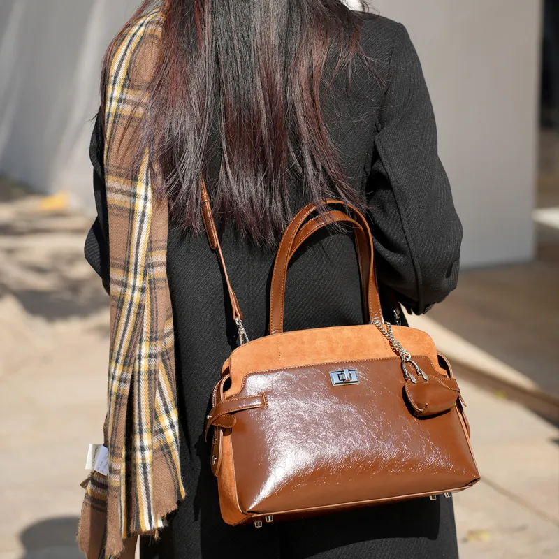 Mulinsen Polyurethane PU Leather Shoulder Bag Crossbody Bag Handbags Women's Brown-1