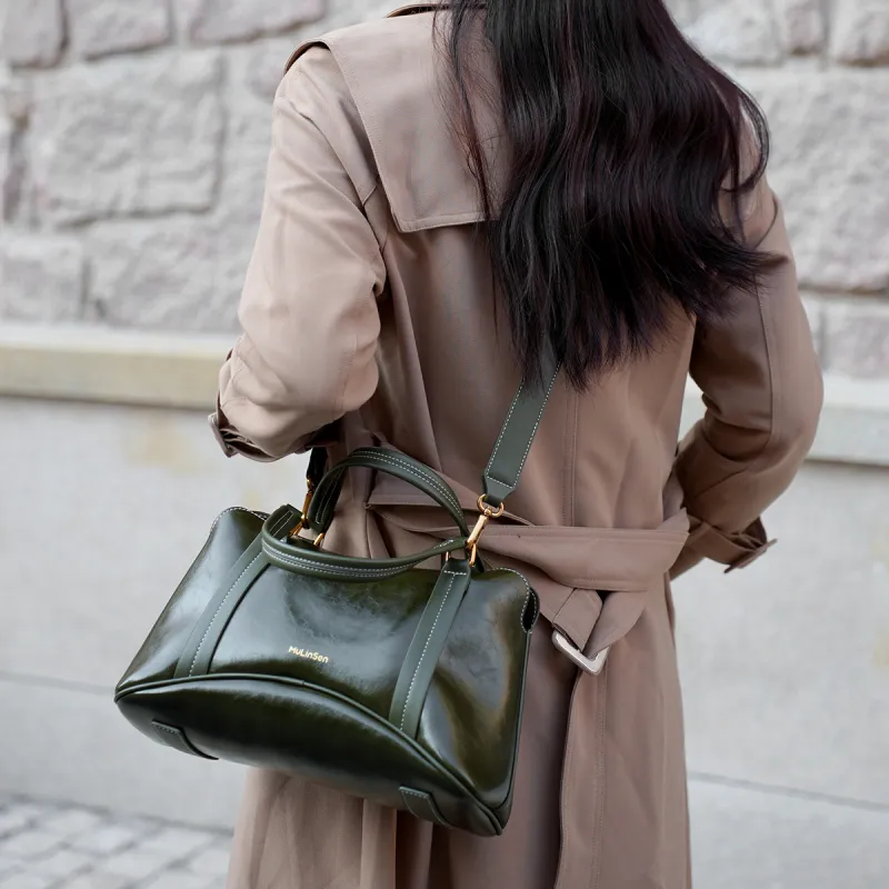 Mulinsen Polyurethane PU Leather Crossbody Bag One Shoulder Handbag Women's Dark Green-7