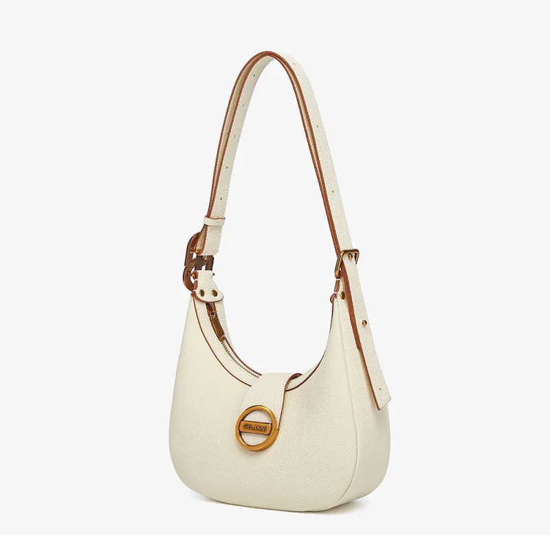 GELANNI Cow Leather Shoulder Bag Regular Women's Ecru/Black/Brown-1
