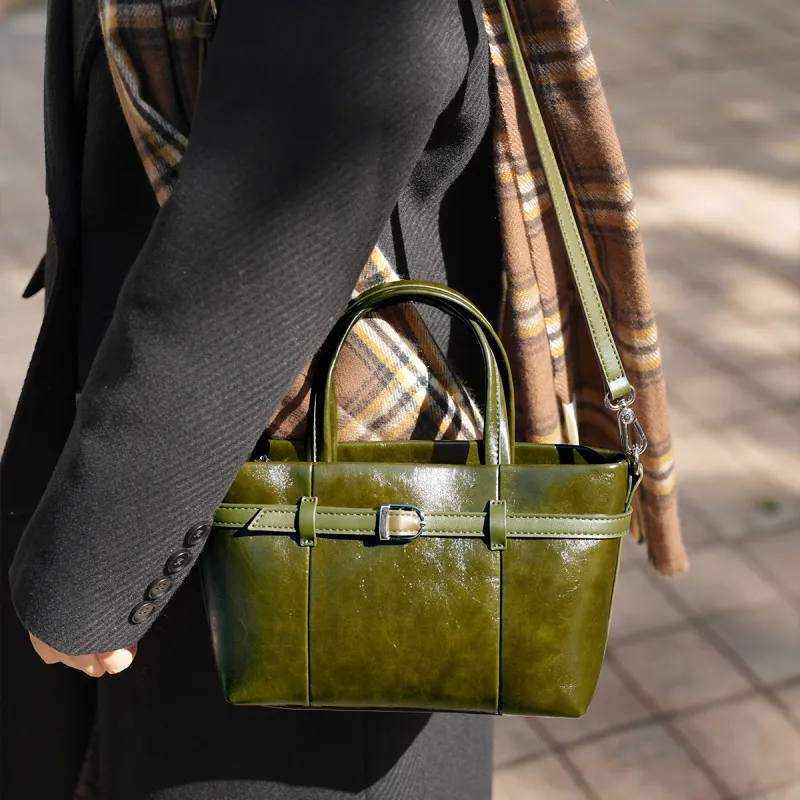 Mulinsen Polyurethane Shoulder Bag Crossbody Bag Handbag Women's Dark Green-1