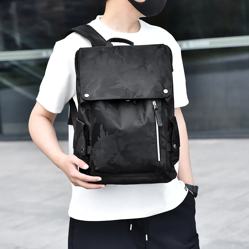 Yalu Nylon Handbag, Shoulder Bag, Backpack Men's Black/Camouflage-5