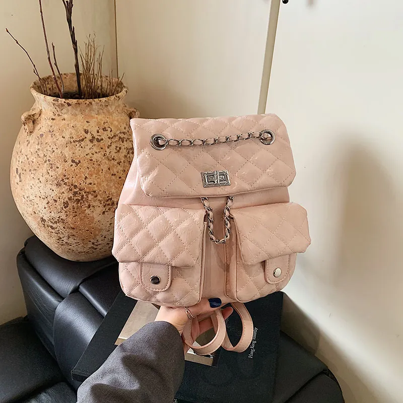Yalu Pu Backpack Regular Women's Solid Color-23