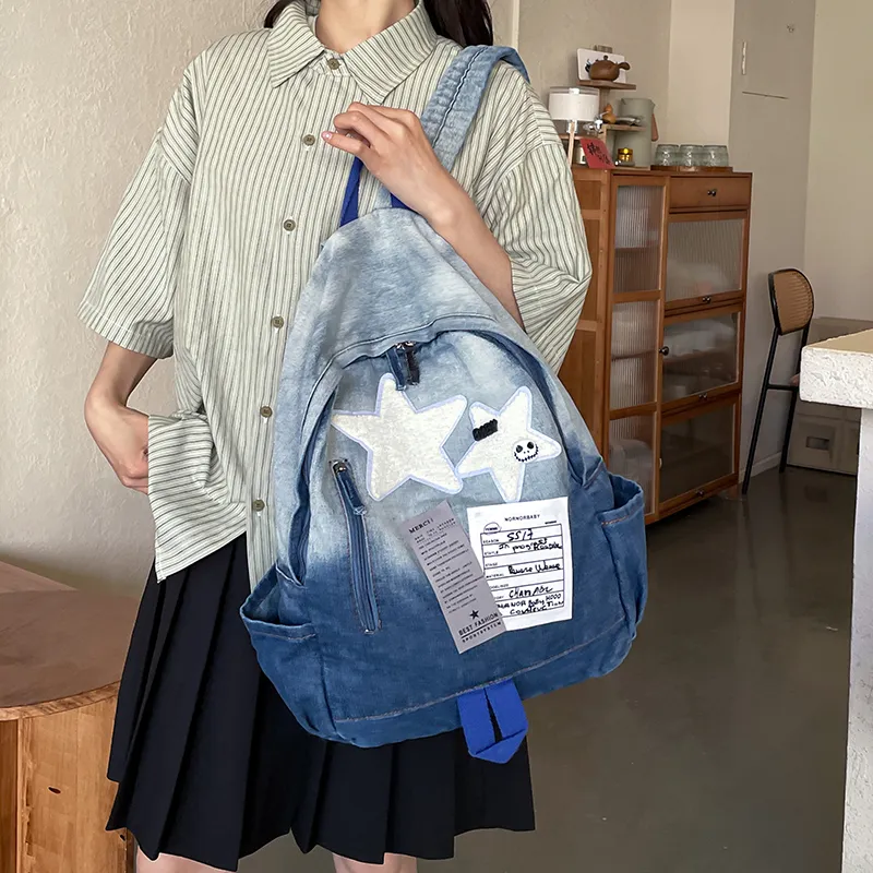Yalu Denim Backpack Regular Unisex Multicolor-3
