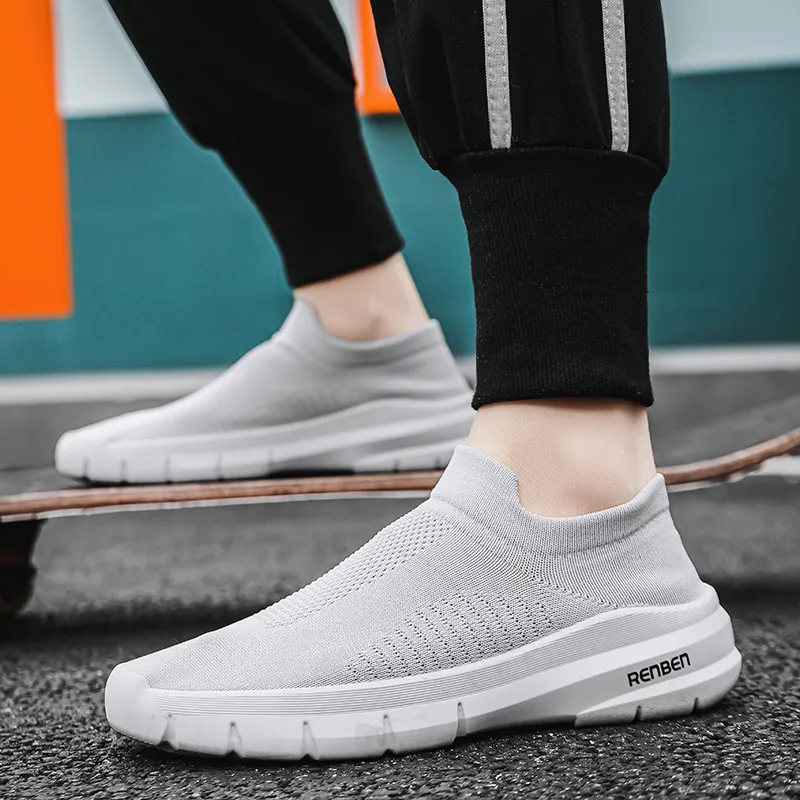 RENBEN Cushioned Slip Resistant Breathable Low Top Casual Shoes Men's Gray-7