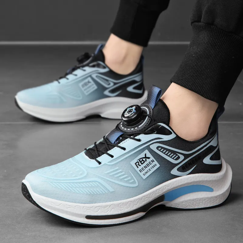 RENBEN Cushioning Breathable Rebound Low Top Casual Shoes Men's Black Blue-4