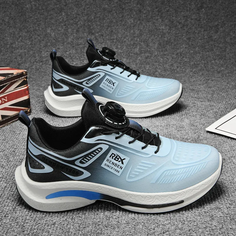 RENBEN Cushioning Breathable Rebound Low Top Casual Shoes Men's Black Blue-3