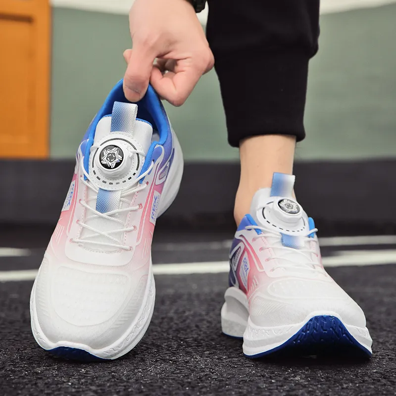 RENBEN Cushioning Breathable Rebound Low Top Casual Shoes Men's White Blue Pink-4