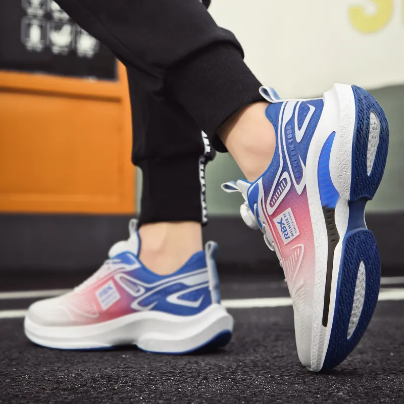 RENBEN Cushioning Breathable Rebound Low Top Casual Shoes Men's White Blue Pink-6