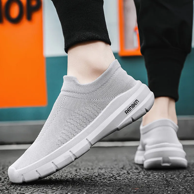 RENBEN Cushioned Slip Resistant Breathable Low Top Casual Shoes Men's Gray-6