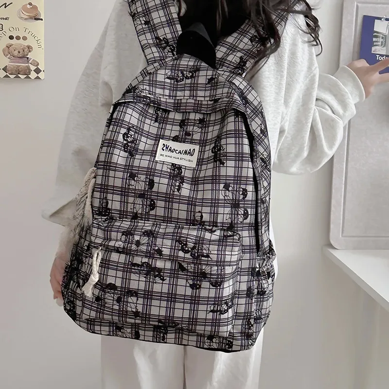 AIBAG Polyester Backpack Unisex White/Gray/Black-13