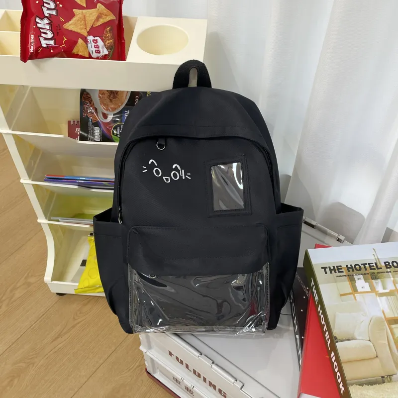 AIBAG Nylon Backpack Unisex Pink/Yellow/Light Green/Light Blue/Black/Green Brown-19