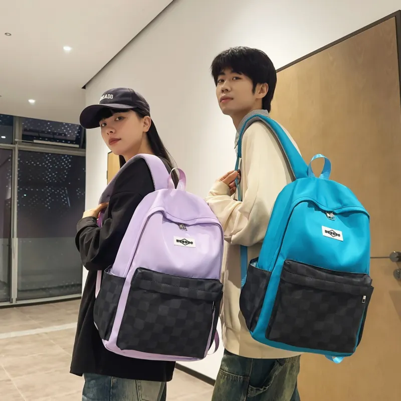 AIBAG Nylon Backpack Unisex Black/Pink/Purple/Dark Blue/Navy Blue-17