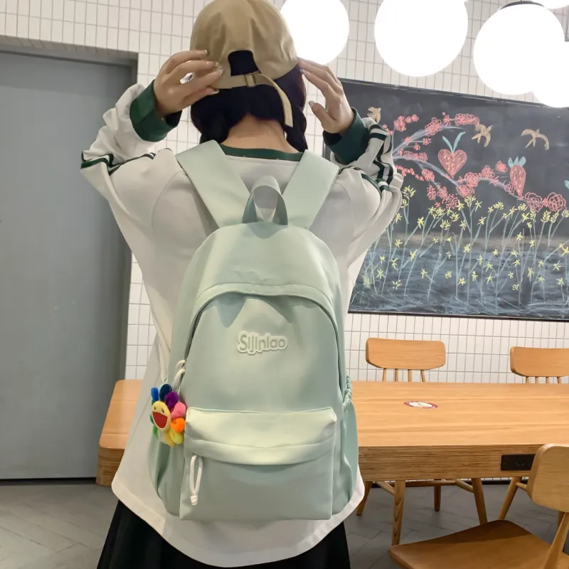 AIBAG Nylon Backpack Unisex White/Black/Blue/Pink-11