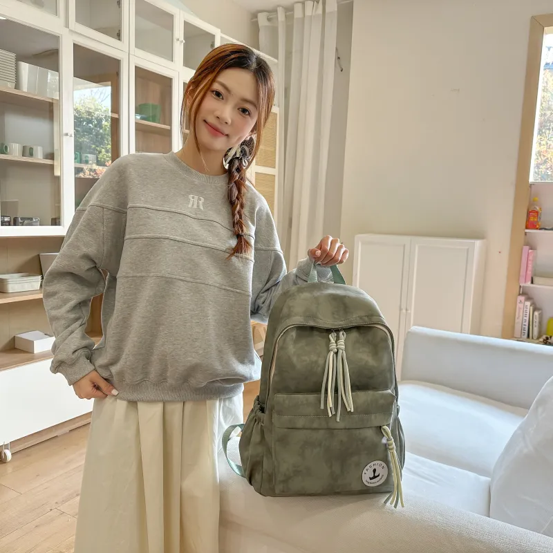 AIBAG Nylon Backpack Unisex Black/Pink/Red/Khaki/Green-21