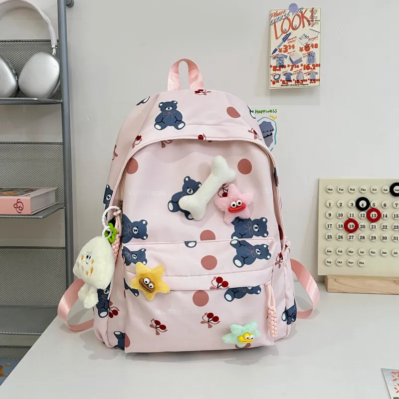 AIBAG Nylon Backpack Unisex White/Black/Green/Blue/Pink-25