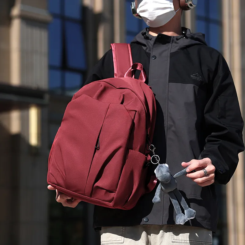 AIBAG Nylon Backpack Unisex White/Black/Gray/Red-11