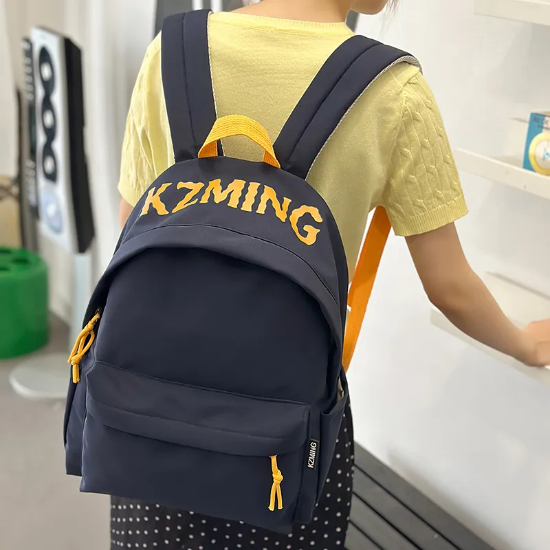 AIBAG Nylon Backpack Unisex Black/Red/Yellow/Navy Blue-20