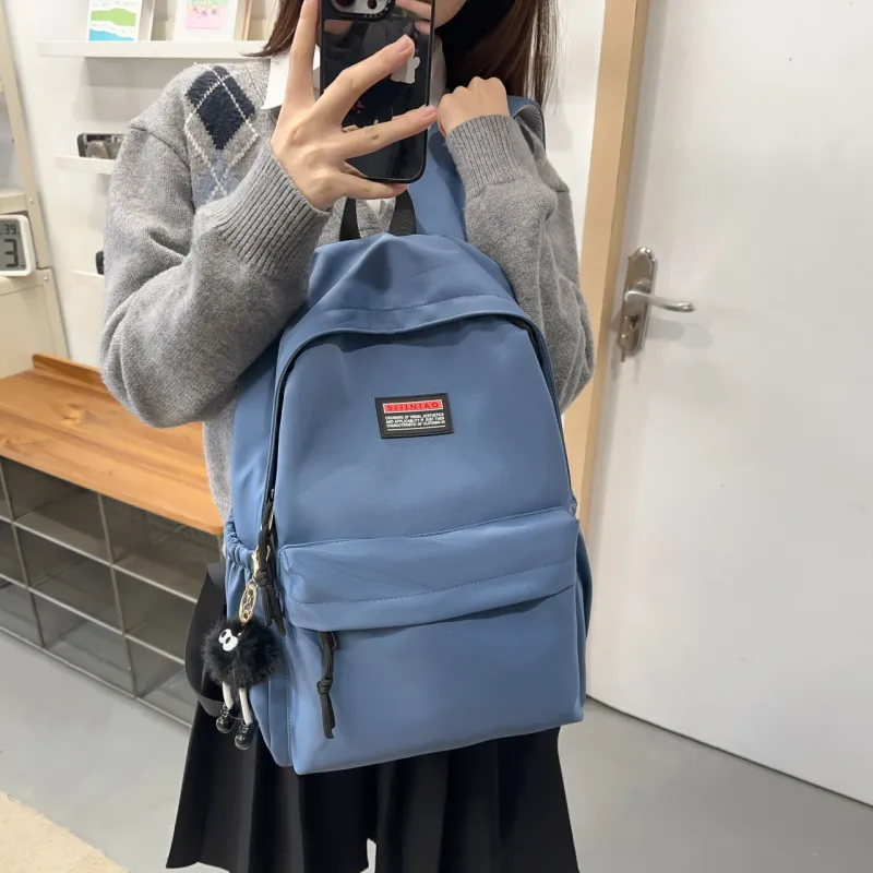 AIBAG Nylon Backpack Unisex Pink/Blue/Green/Black/Gray/White-7