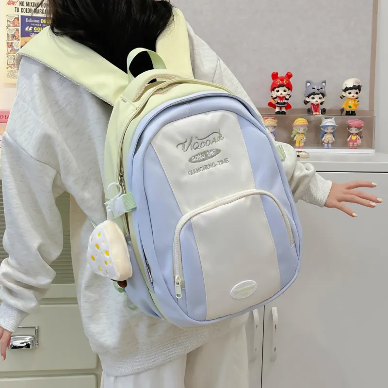 AIBAG Nylon Backpack Unisex Pink/Blue/Green/Yellow/Black-15