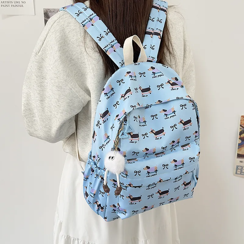 AIBAG Nylon Backpack Unisex White/Pink/Purple/Blue-20