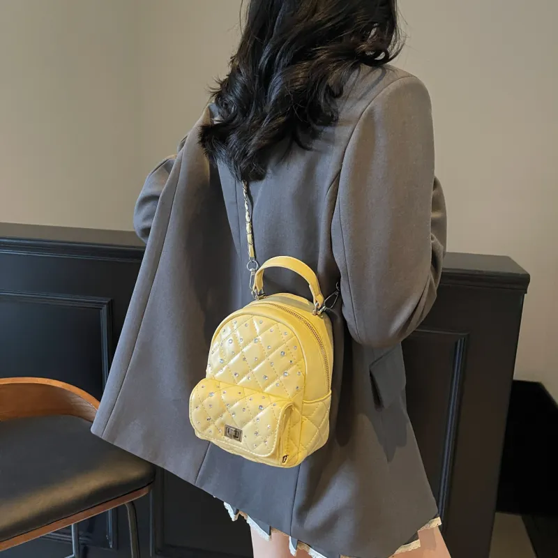 AIBAG PU Backpack Women's Pink/Blue/Red/Yellow/Black/White-25