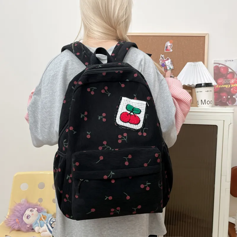 AIBAG Canvas Backpack Unisex White/Black/Pink-12