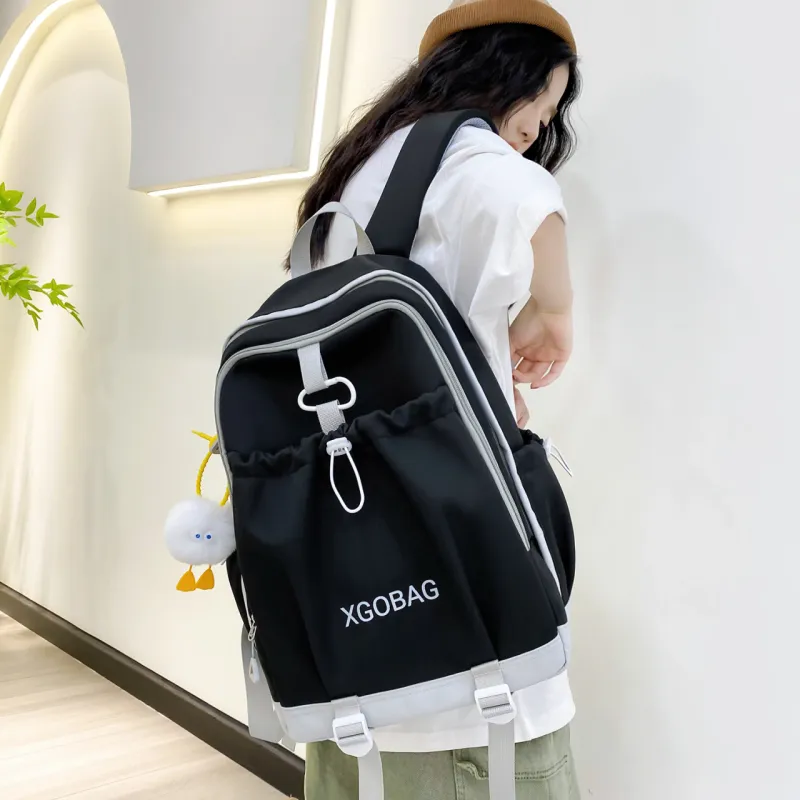 AIBAG Nylon Backpack Unisex White/Black/Purple/Yellow/Green/Brown-5