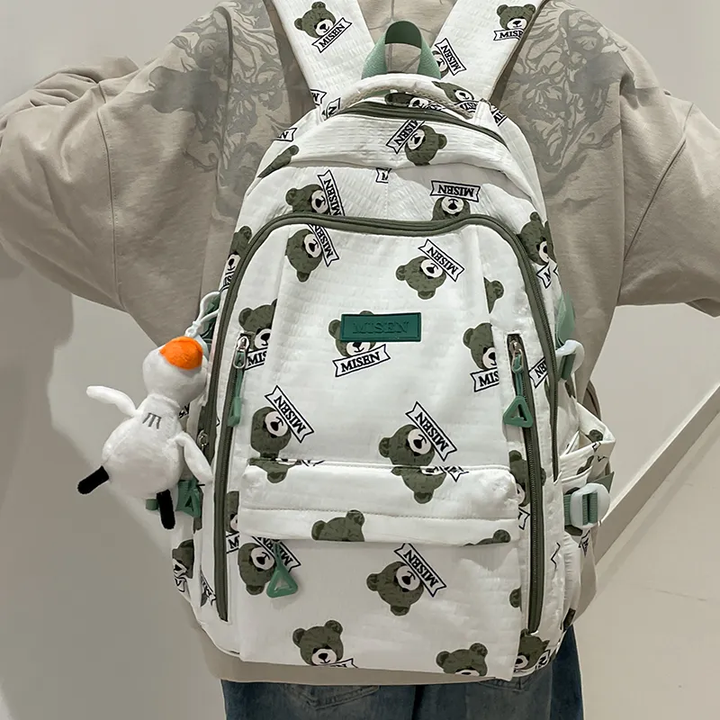 AIBAG Nylon Backpack Unisex Black/Green/Pink/Coffee-8