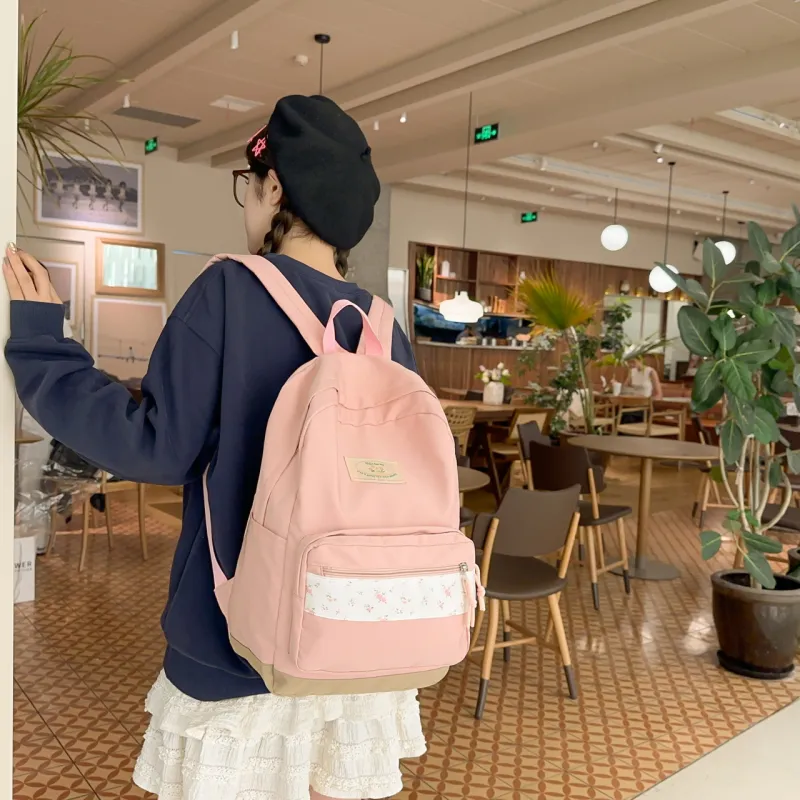 AIBAG Nylon Backpack Women's Black/Pink/Yellow/Green/Blue-8