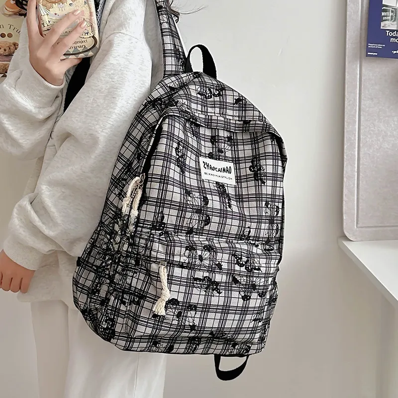 AIBAG Polyester Backpack Unisex White/Gray/Black-15